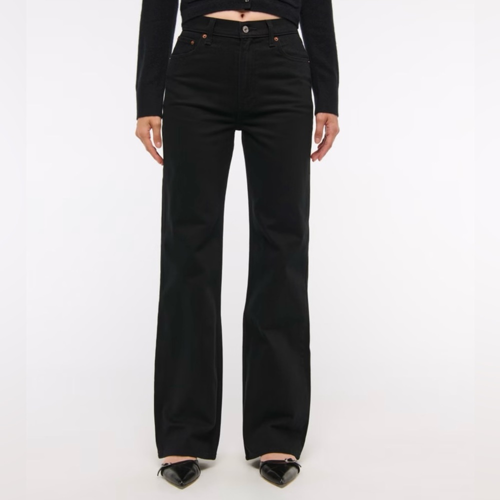 New With Tags Abercrombie & Fitch Black Jeans 90s Relaxed High Rise Curve Love